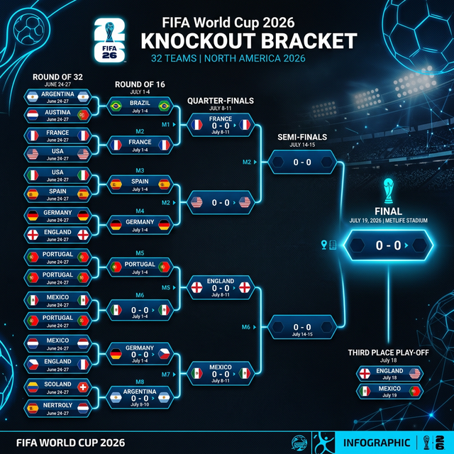 FIFA World Cup 2026 knockout bracket diagram